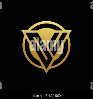 OU logo monogram with triangle shape and circle rounded style isolated on gold colors and black background design template Stock Vector