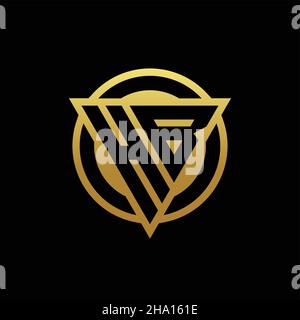 HB logo monogram with triangle shape and circle rounded style isolated on gold colors and black background design template Stock Vector