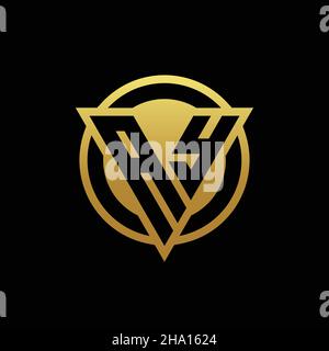 AY logo monogram with triangle shape and circle rounded style isolated on gold colors and black background design template Stock Vector