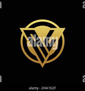 AL logo monogram with triangle shape and circle rounded style isolated on gold colors and black background design template Stock Vector