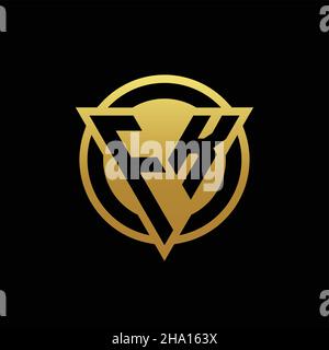 FK logo monogram with triangle shape and circle rounded style isolated on gold colors and black background design template Stock Vector