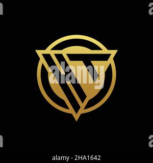 HT logo monogram with triangle shape and circle rounded style isolated on gold colors and black background design template Stock Vector