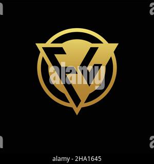 FL logo monogram with triangle shape and circle rounded style isolated on gold colors and black background design template Stock Vector