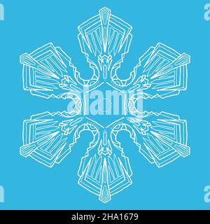 Snowflake sketch vector on light blue Stock Vector