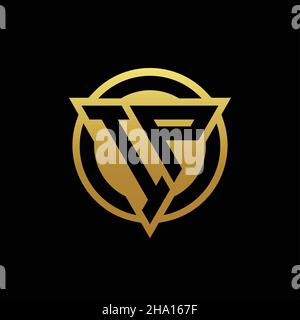 IP logo monogram with triangle shape and circle rounded style isolated on gold colors and black background design template Stock Vector