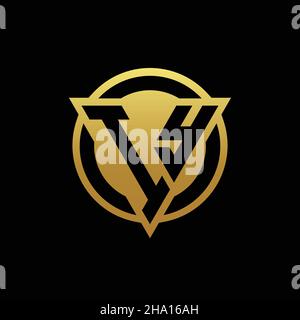 IY logo monogram with triangle shape and circle rounded style isolated on gold colors and black background design template Stock Vector
