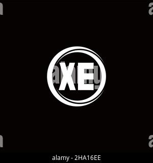 XE logo initial letter monogram with circle slice rounded design template isolated in black background Stock Vector