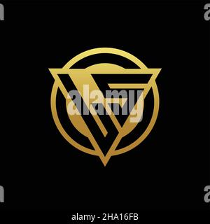 LS logo monogram with triangle shape and circle rounded style isolated on gold colors and black background design template Stock Vector
