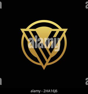 KH logo monogram with triangle shape and circle rounded style isolated on gold colors and black background design template Stock Vector