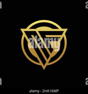 NF logo monogram with triangle shape and circle rounded style isolated on gold colors and black background design template Stock Vector