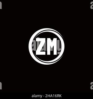 ZM logo initial letter monogram with circle slice rounded design template isolated in black background Stock Vector
