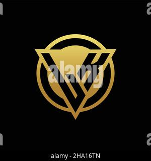 LK logo monogram with triangle shape and circle rounded style isolated on gold colors and black background design template Stock Vector