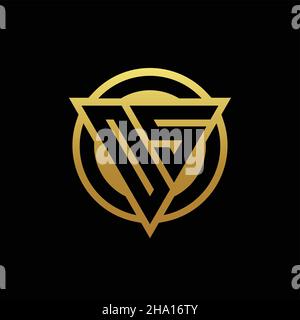 OS logo monogram with triangle shape and circle rounded style isolated on gold colors and black background design template Stock Vector