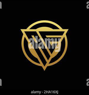 AE logo monogram with triangle shape and circle rounded style isolated on gold colors and black background design template Stock Vector