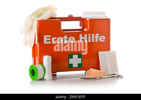 ERSTE HILFE vert, Allemand pour les premiers soins, d'impression de tampon  en caoutchouc avec symbole croix Image Vectorielle Stock - Alamy