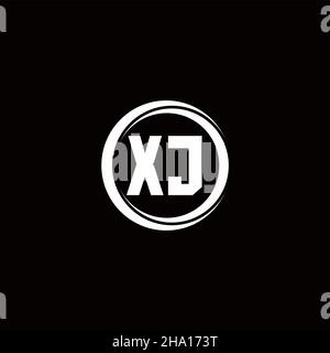 XJ logo initial letter monogram with circle slice rounded design template isolated in black background Stock Vector
