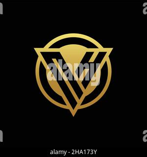 NH logo monogram with triangle shape and circle rounded style isolated on gold colors and black background design template Stock Vector