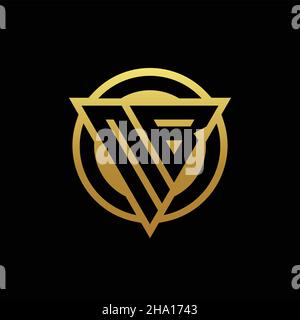 NB logo monogram with triangle shape and circle rounded style isolated on gold colors and black background design template Stock Vector