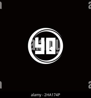 YQ logo initial letter monogram with circle slice rounded design template isolated in black background Stock Vector