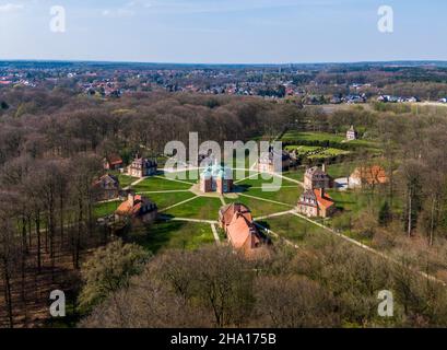 Aerial view of Clemenswerth Palace the hunting complex in Emsland district in Germany Stock Photo