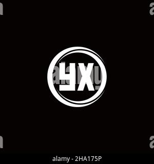 YX logo initial letter monogram with circle slice rounded design template isolated in black background Stock Vector