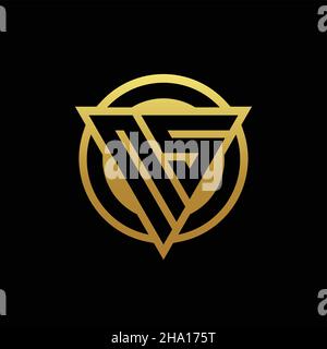 NS logo monogram with triangle shape and circle rounded style isolated on gold colors and black background design template Stock Vector