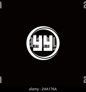 YY logo initial letter monogram with circle slice rounded design template isolated in black background Stock Vector