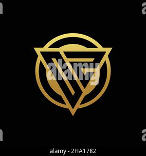 OZ logo monogram with triangle shape and circle rounded style isolated on gold colors and black background design template Stock Vector