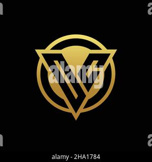 OC logo monogram with triangle shape and circle rounded style isolated on gold colors and black background design template Stock Vector