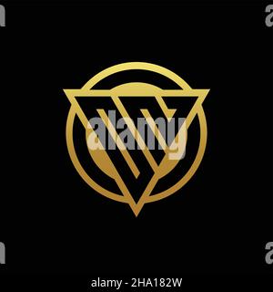 ON logo monogram with triangle shape and circle rounded style isolated on gold colors and black background design template Stock Vector
