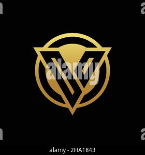 OO logo monogram with triangle shape and circle rounded style isolated on gold colors and black background design template Stock Vector