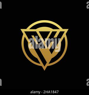 PH logo monogram with triangle shape and circle rounded style isolated on gold colors and black background design template Stock Vector