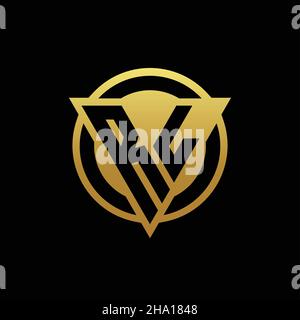 RL logo monogram with triangle shape and circle rounded style isolated on gold colors and black background design template Stock Vector