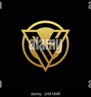 RY logo monogram with triangle shape and circle rounded style isolated on gold colors and black background design template Stock Vector