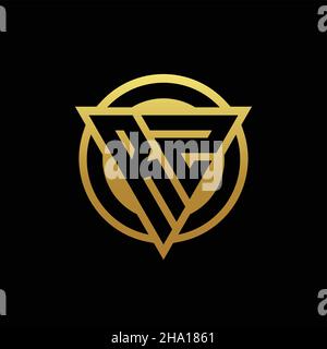 RZ logo monogram with triangle shape and circle rounded style isolated on gold colors and black background design template Stock Vector