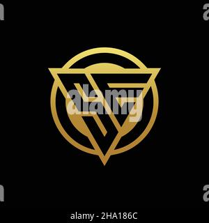 SE logo monogram with triangle shape and circle rounded style isolated on gold colors and black background design template Stock Vector
