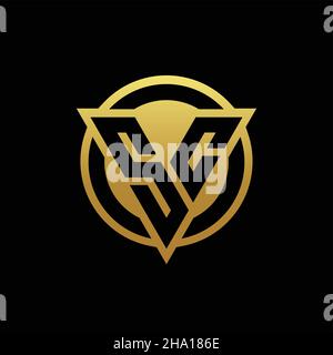 SC logo monogram with triangle shape and circle rounded style isolated on gold colors and black background design template Stock Vector