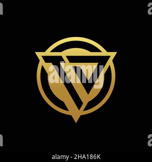 TD logo monogram with triangle shape and circle rounded style isolated on gold colors and black background design template Stock Vector