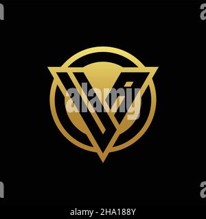 UA logo monogram with triangle shape and circle rounded style isolated on gold colors and black background design template Stock Vector