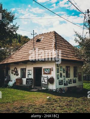 BUCHAREST, ROMANIA - Aug 25, 2021: A Traditional Museum of Paintings and Old Cameras in Bucharest, Romania Stock Photo