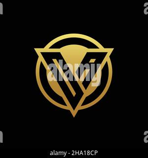 OA logo monogram with triangle shape and circle rounded style isolated on gold colors and black background design template Stock Vector