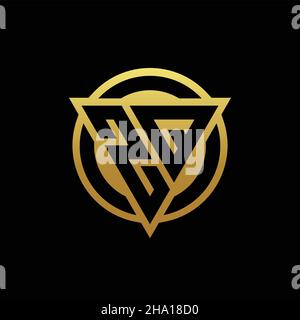 ZQ logo monogram with triangle shape and circle rounded style isolated on gold colors and black background design template Stock Vector