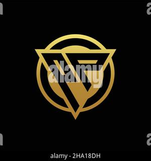 PP logo monogram with triangle shape and circle rounded style isolated on gold colors and black background design template Stock Vector