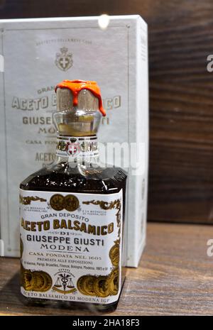 a bottle of traditional balsamic vinegar of Modena from a well-known artisan producer Stock Photo