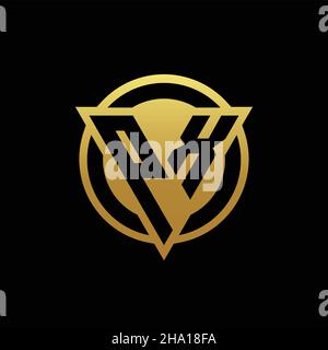 PX logo monogram with triangle shape and circle rounded style isolated on gold colors and black background design template Stock Vector