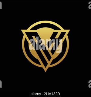RX logo monogram with triangle shape and circle rounded style isolated on gold colors and black background design template Stock Vector