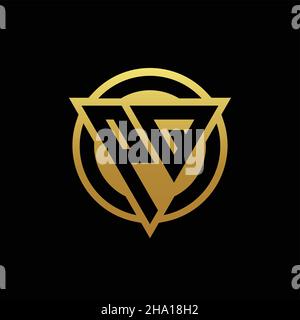 PQ logo monogram with triangle shape and circle rounded style isolated on gold colors and black background design template Stock Vector