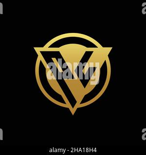 PL logo monogram with triangle shape and circle rounded style isolated on gold colors and black background design template Stock Vector