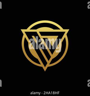 RD logo monogram with triangle shape and circle rounded style isolated on gold colors and black background design template Stock Vector
