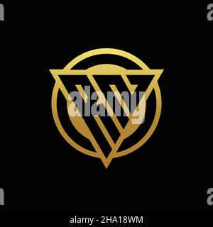 RN logo monogram with triangle shape and circle rounded style isolated on gold colors and black background design template Stock Vector